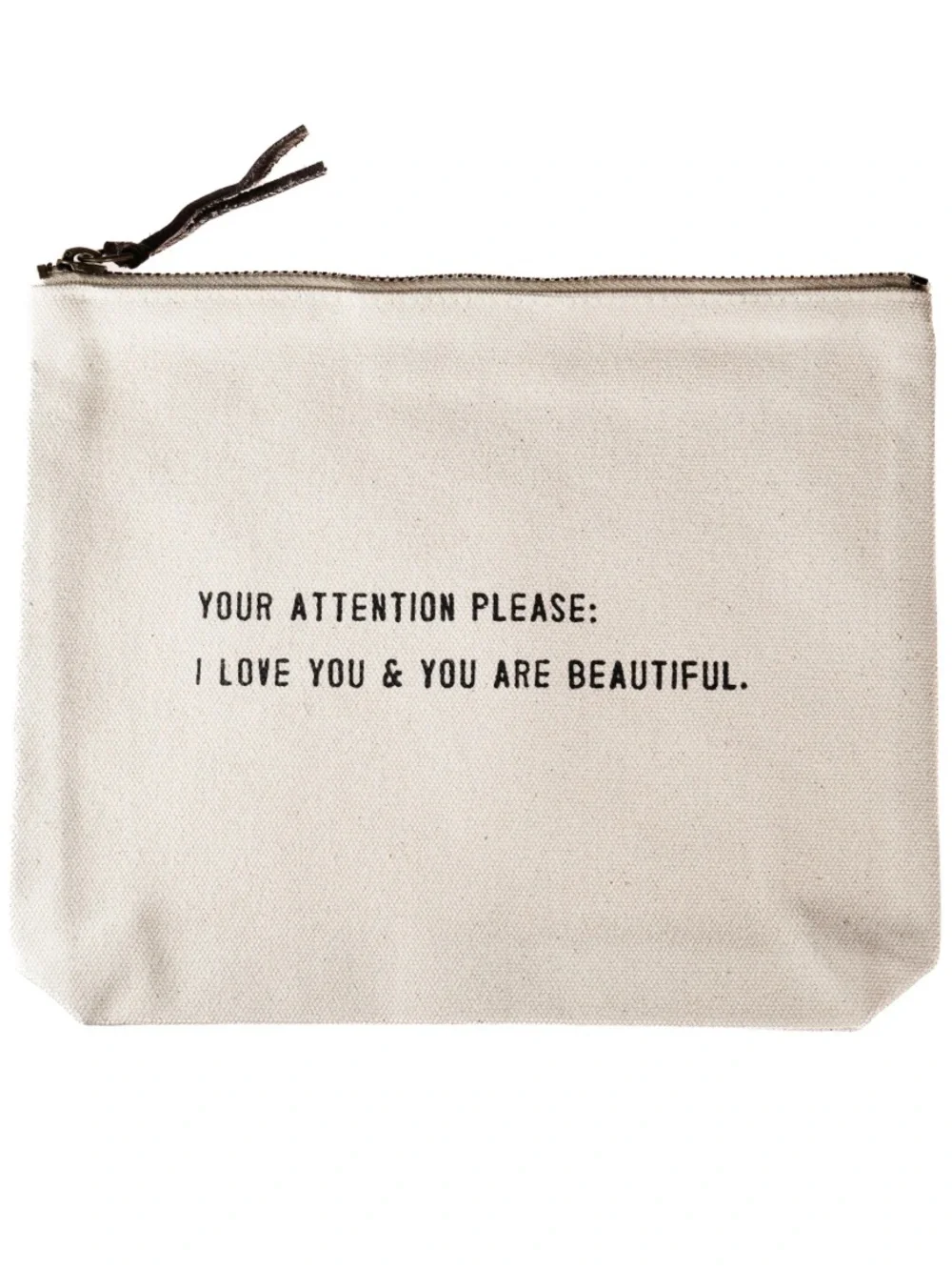 SugarBoo & Co “Your Attention Please” Canvas Zip Bag